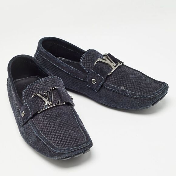 Louis Vuitton Navy Blue Suede Monte Carlo Slip On Loafers Size  41.5 - Picture 4 of 4